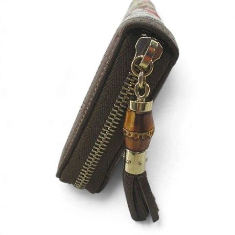 Gucci Bamboo Tassel Flora Zip Around Wallet Multicolor Leather Canvas — view 3