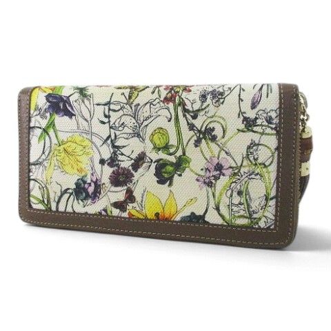 Gucci Bamboo Tassel Flora Zip Around Wallet Multicolor Leather Canvas