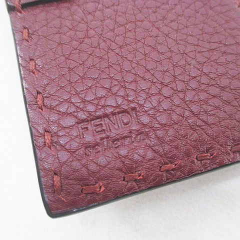 Fendi Peekaboo Selleria Bifold Wallet Stitch Burgundy Leather — view 7