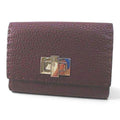 Fendi Peekaboo Selleria Bifold Wallet Stitch Burgundy Leather