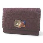 Fendi Peekaboo Selleria Bifold Wallet Stitch Burgundy Leather