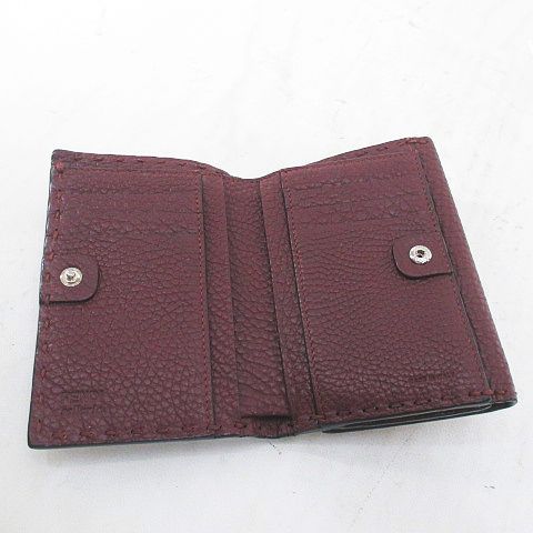 Fendi Peekaboo Selleria Bifold Wallet Stitch Burgundy Leather — view 8