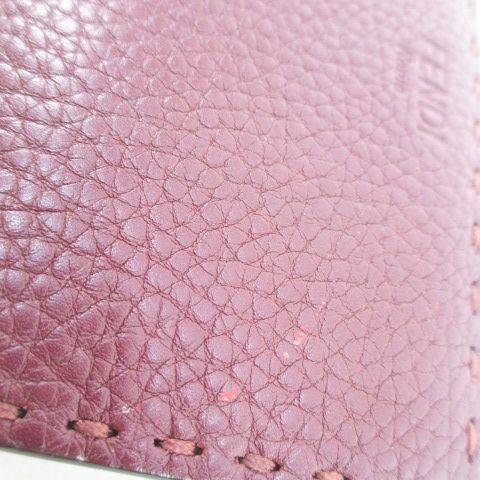 Fendi Peekaboo Selleria Bifold Wallet Stitch Burgundy Leather — view 6