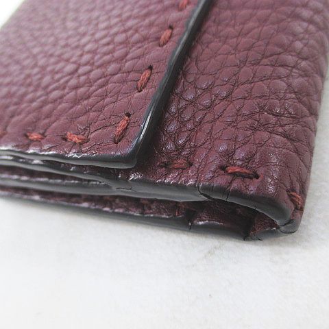 Fendi Peekaboo Selleria Bifold Wallet Stitch Burgundy Leather — view 5
