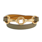 Hermes Leather Bracelet Gallop Punk Double Tour Etoupe T2
