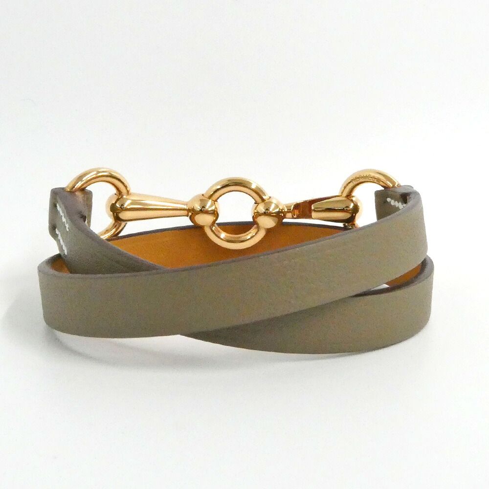 Hermes Leather Bracelet Gallop Punk Double Tour Etoupe T2 — view 3