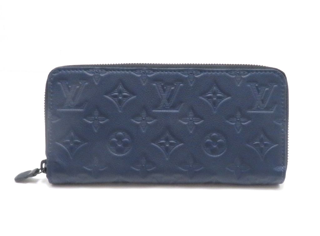 Louis Vuitton Zippy Wallet Horizontal Monogram Shadow Navy Leather — view 3
