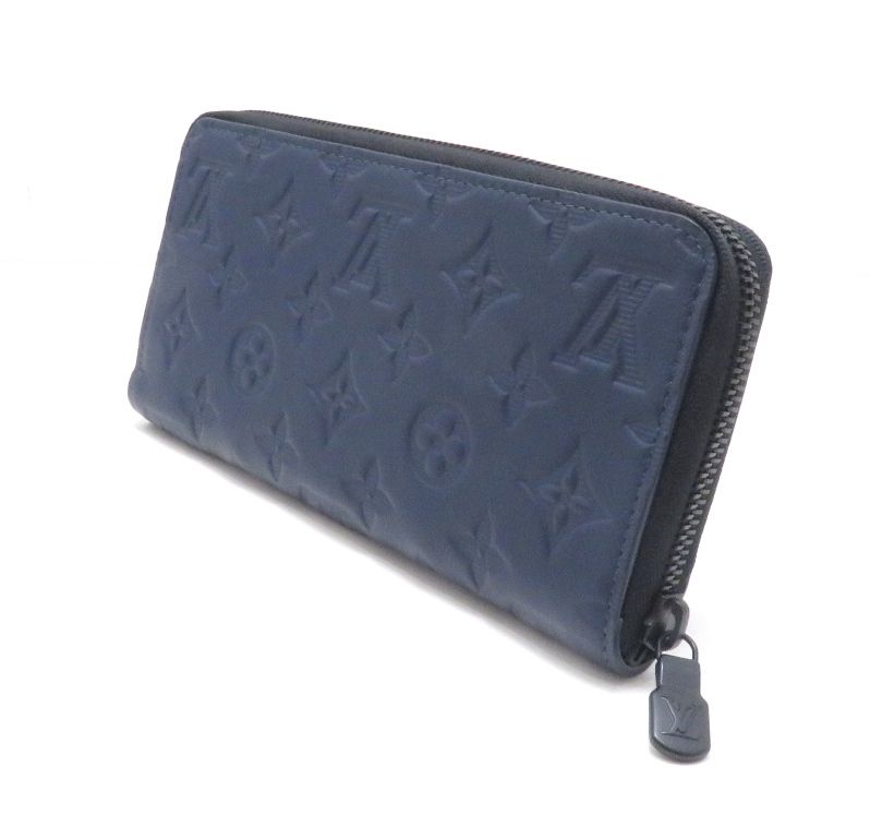 Louis Vuitton Zippy Wallet Horizontal Monogram Shadow Navy Leather — view 2