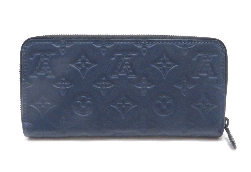 Louis Vuitton Zippy Wallet Horizontal Monogram Shadow Navy Leather