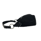 Prada Triangle Logo Tessuto Pocono Nylon Leather Shoulder Bag Black — view 5