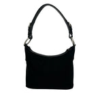 Prada Triangle Logo Tessuto Pocono Nylon Leather Shoulder Bag Black — view 3
