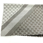 Gucci Shawl GG Pattern Wool Gray Scarf — view 5