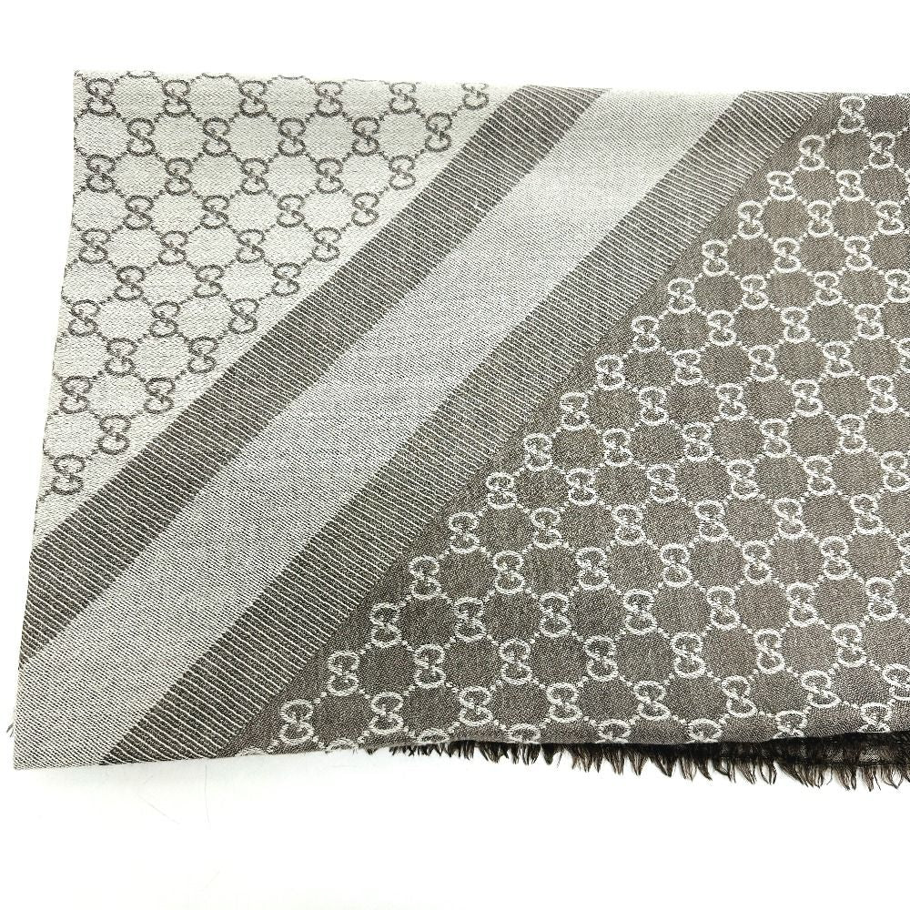Gucci Shawl GG Pattern Wool Gray Scarf — view 5