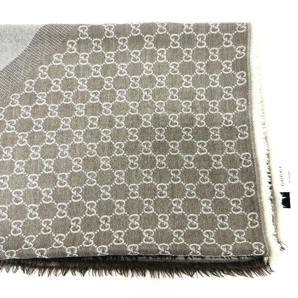 Gucci Shawl GG Pattern Wool Gray Scarf — view 4