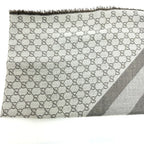 Gucci Shawl GG Pattern Wool Gray Scarf — view 3