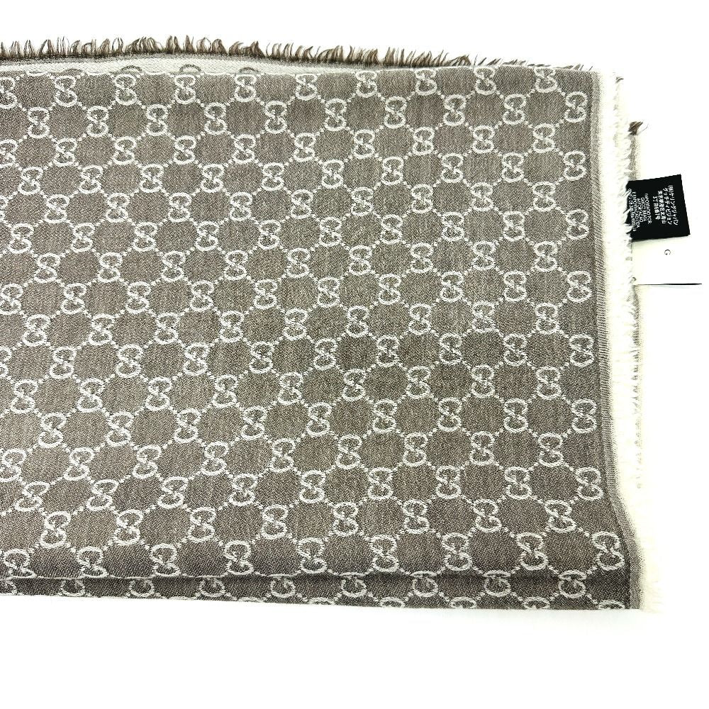 Gucci Shawl GG Pattern Wool Gray Scarf — view 7
