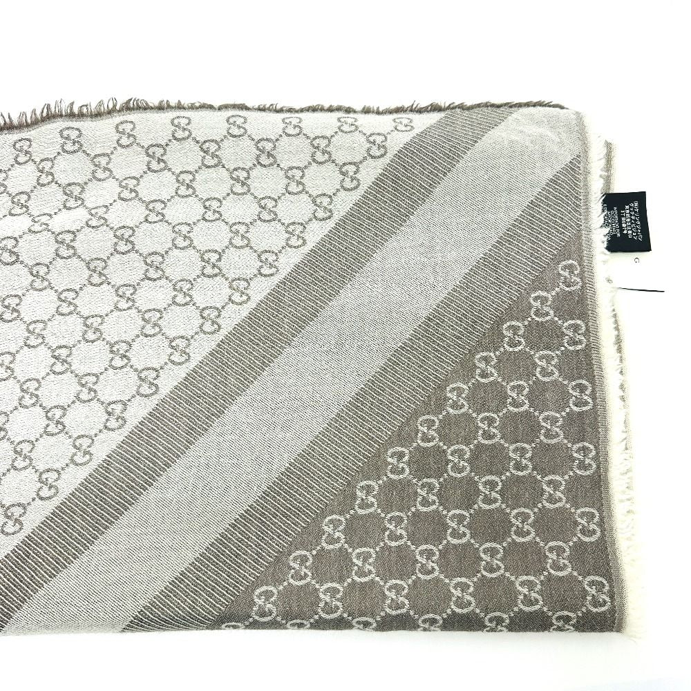 Gucci Shawl GG Pattern Wool Gray Scarf — view 2