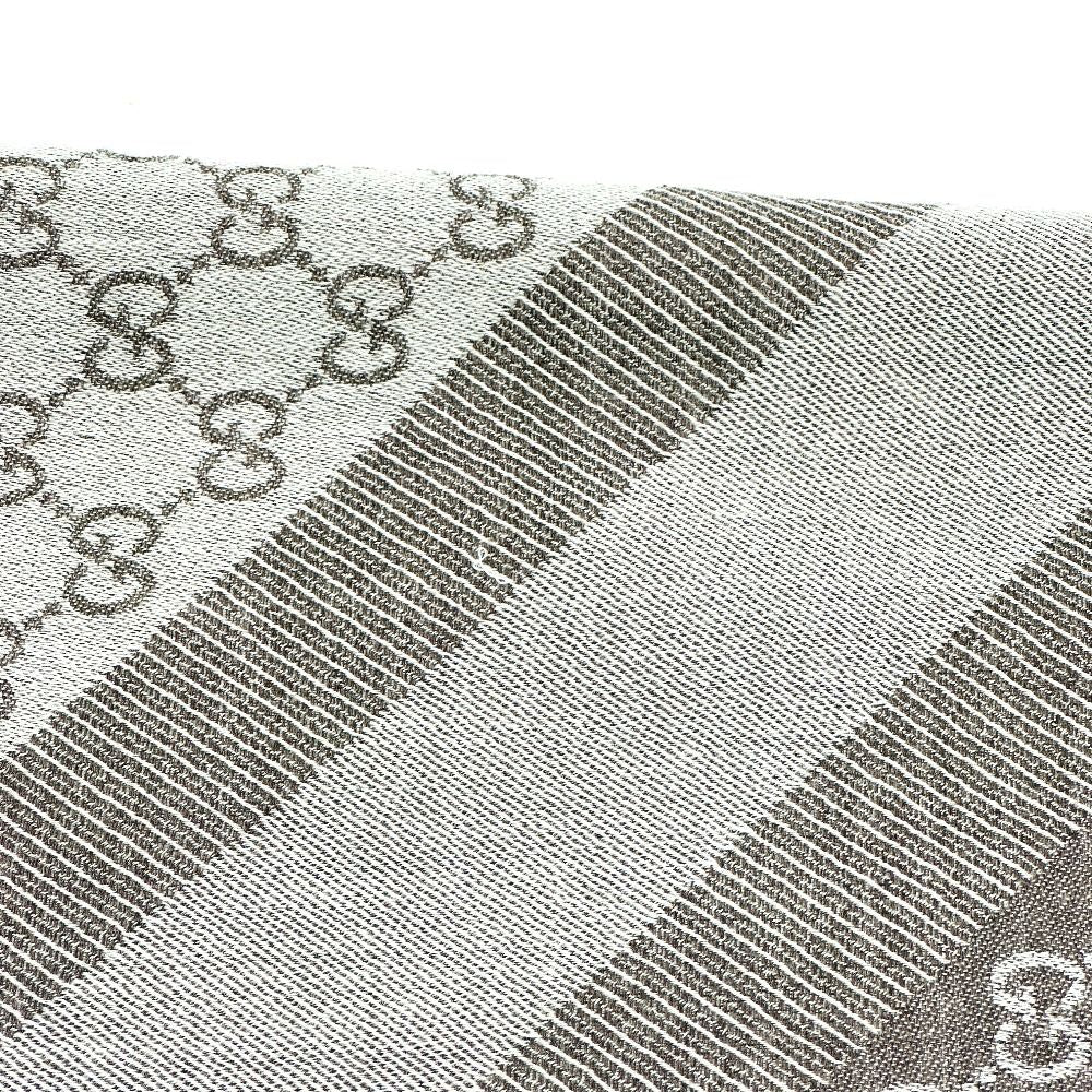 Gucci Shawl GG Pattern Wool Gray Scarf — view 6
