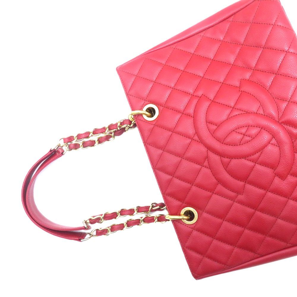 Chanel Grand Shopping Tote GST Red Caviar Shoulder Bag — view 3