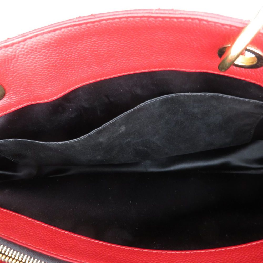Chanel Grand Shopping Tote GST Red Caviar Shoulder Bag — view 5