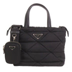Prada Small Padded Re-Nylon Tote Bag Shoulder 2-Way Nylon Black