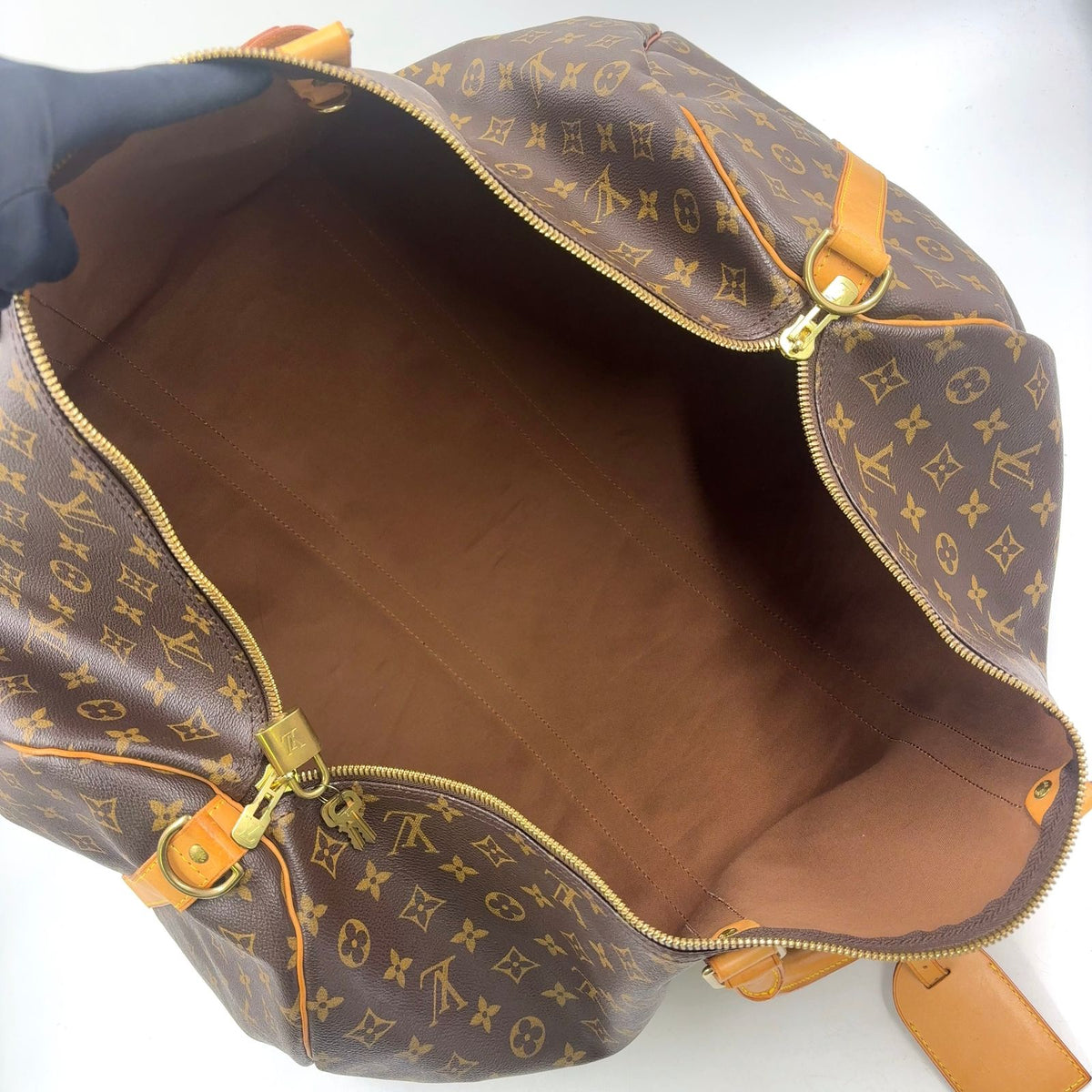 Louis Vuitton Keepall Bandouliere 60 Leather Brown Boston Bag Gold — view 3