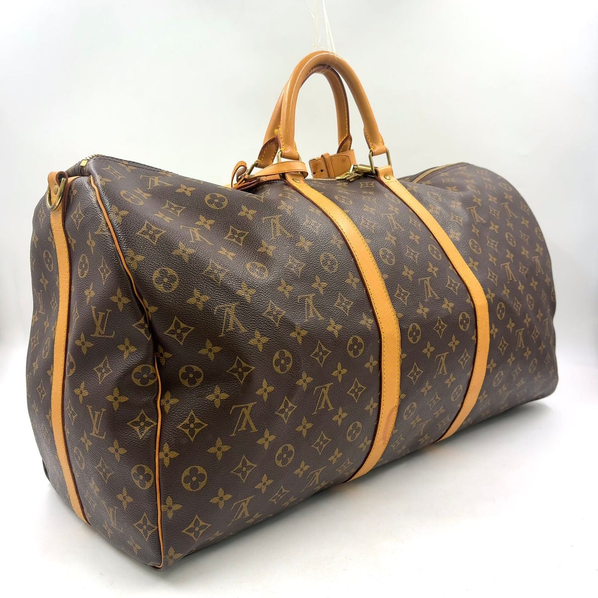 Louis Vuitton Keepall Bandouliere 60 Leather Brown Boston Bag Gold — view 2