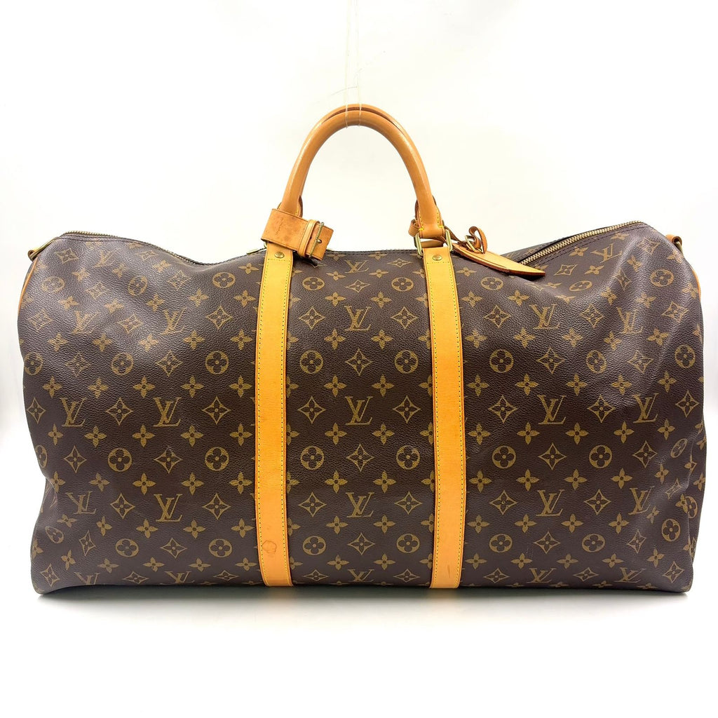 Louis Vuitton Keepall Bandouliere 60 Leather Brown Boston Bag Gold