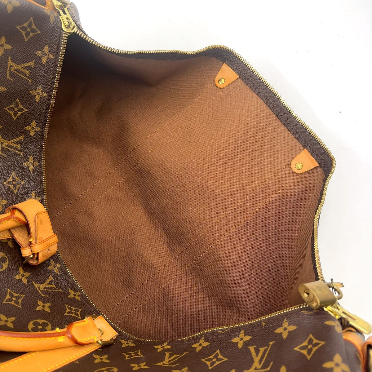 Louis Vuitton Keepall Bandouliere 60 Leather Brown Boston Bag Gold — view 7