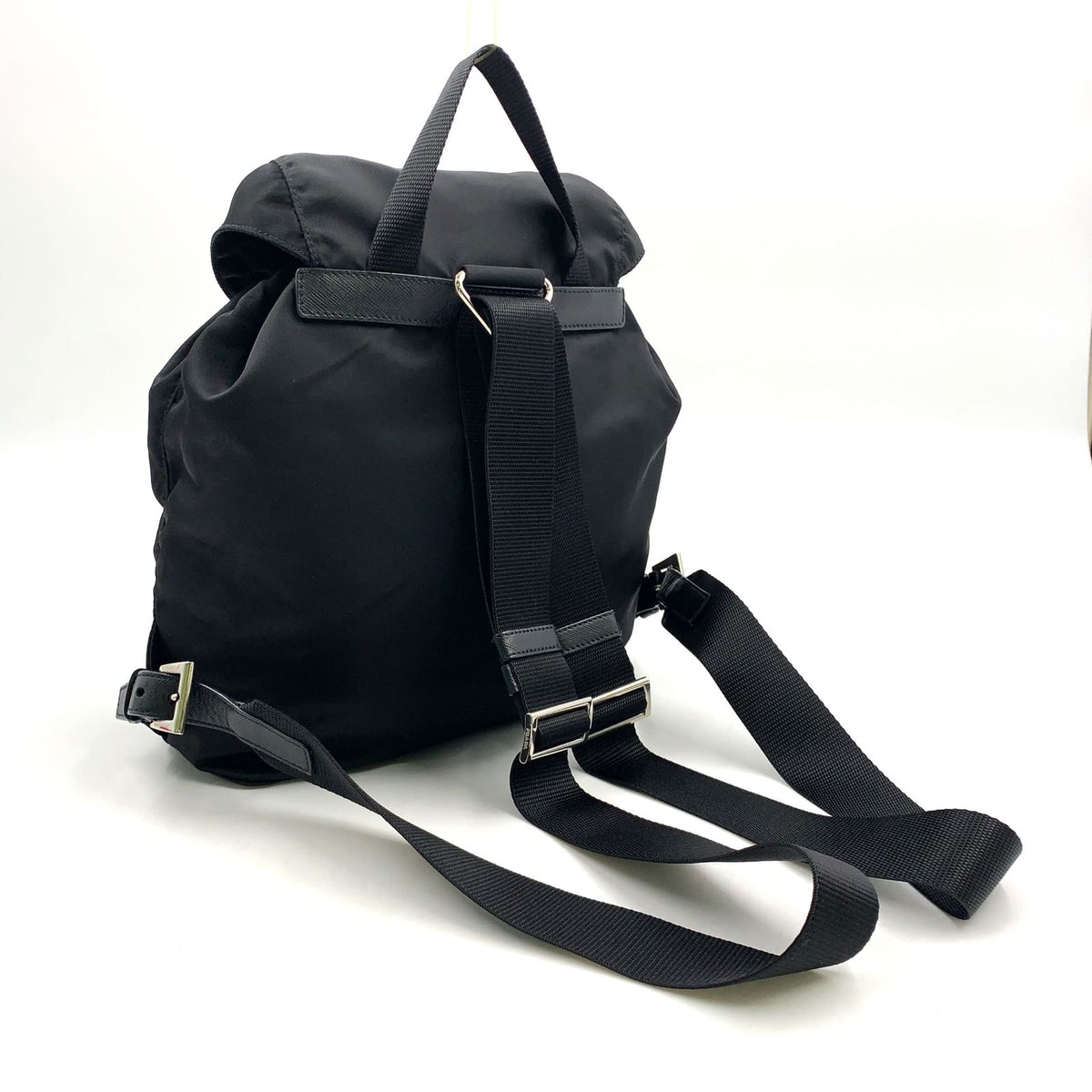 Prada Nylon Black Backpack Silver — view 2