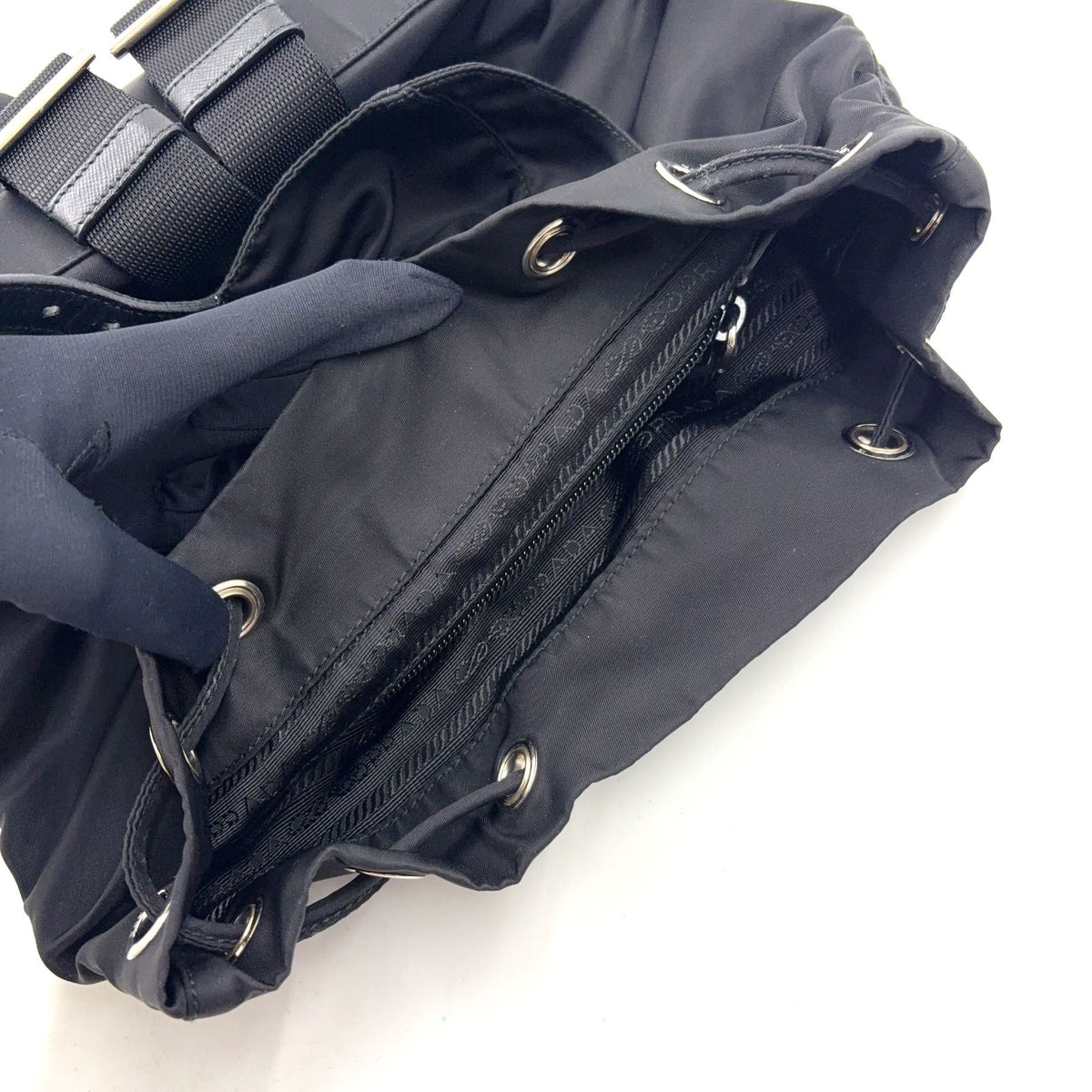 Prada Nylon Black Backpack Silver — view 8