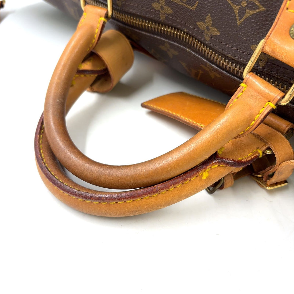 Louis Vuitton Keepall Bandouliere 60 Monogram Leather Brown Boston Bag Gold — view 8