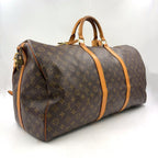 Louis Vuitton Keepall Bandouliere 60 Monogram Leather Brown Boston Bag Gold — view 2