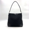 Gucci Hobo Leather Canvas Black Silver