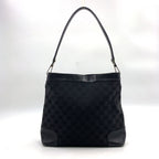 Gucci Hobo Leather Canvas Black Silver