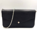 Louis Vuitton Pochette Felicie Leather Black Shoulder Bag Silver