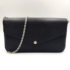 Louis Vuitton Pochette Felicie Leather Black Shoulder Bag Silver