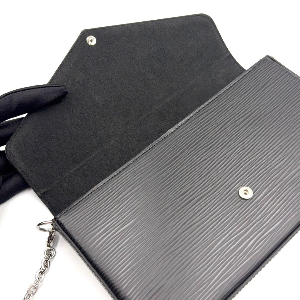 Louis Vuitton Pochette Felicie Leather Black Shoulder Bag Silver — view 6