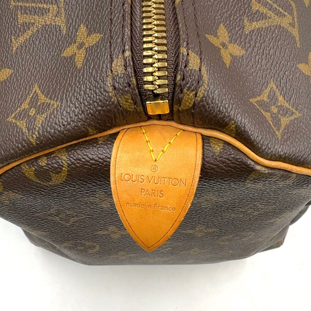 Louis Vuitton Keepall 50 Monogram Leather Brown Boston Bag Gold — view 4