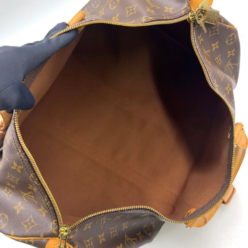 Louis Vuitton Keepall 50 Monogram Leather Brown Boston Bag Gold — view 3