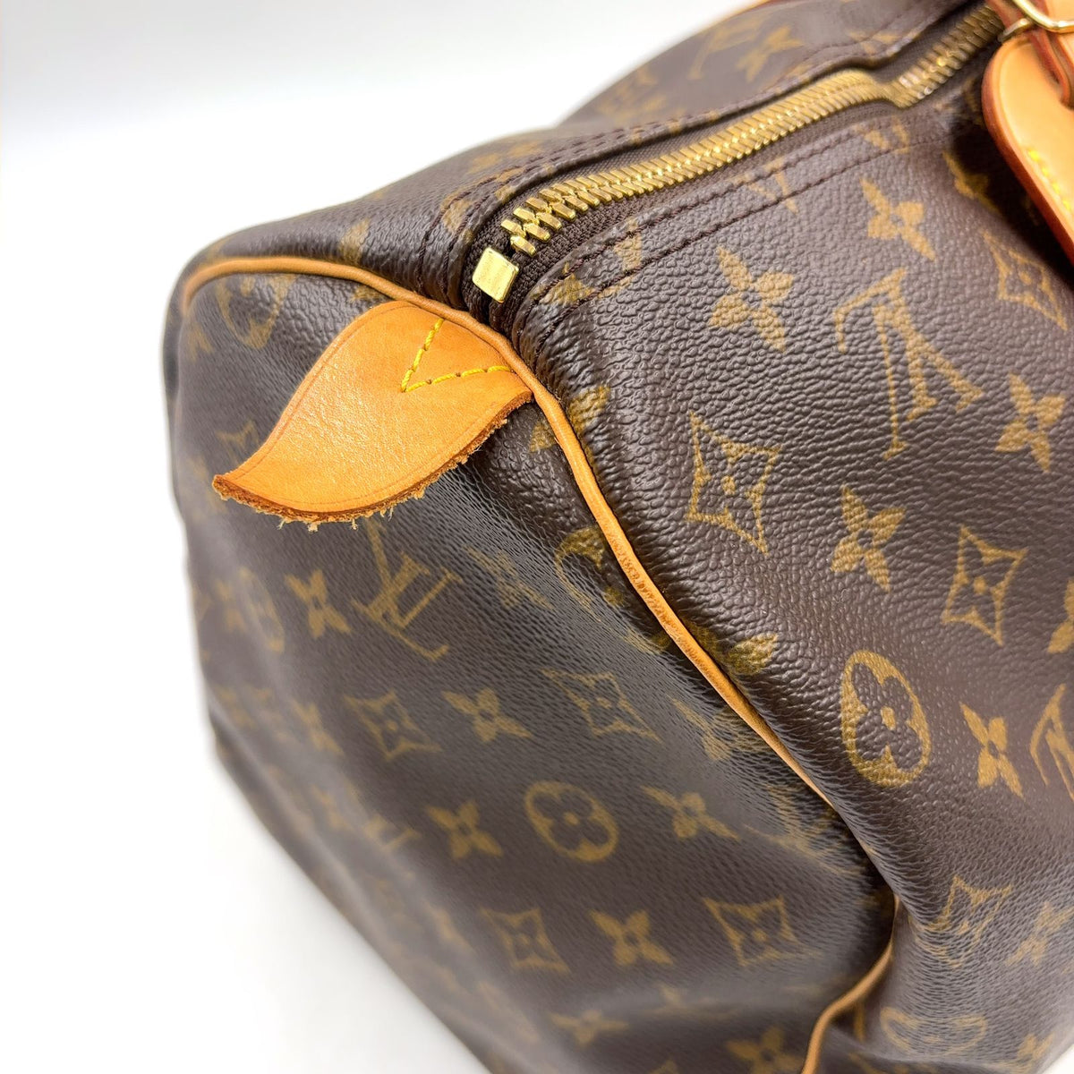 Louis Vuitton Keepall 50 Monogram Leather Brown Boston Bag Gold — view 5