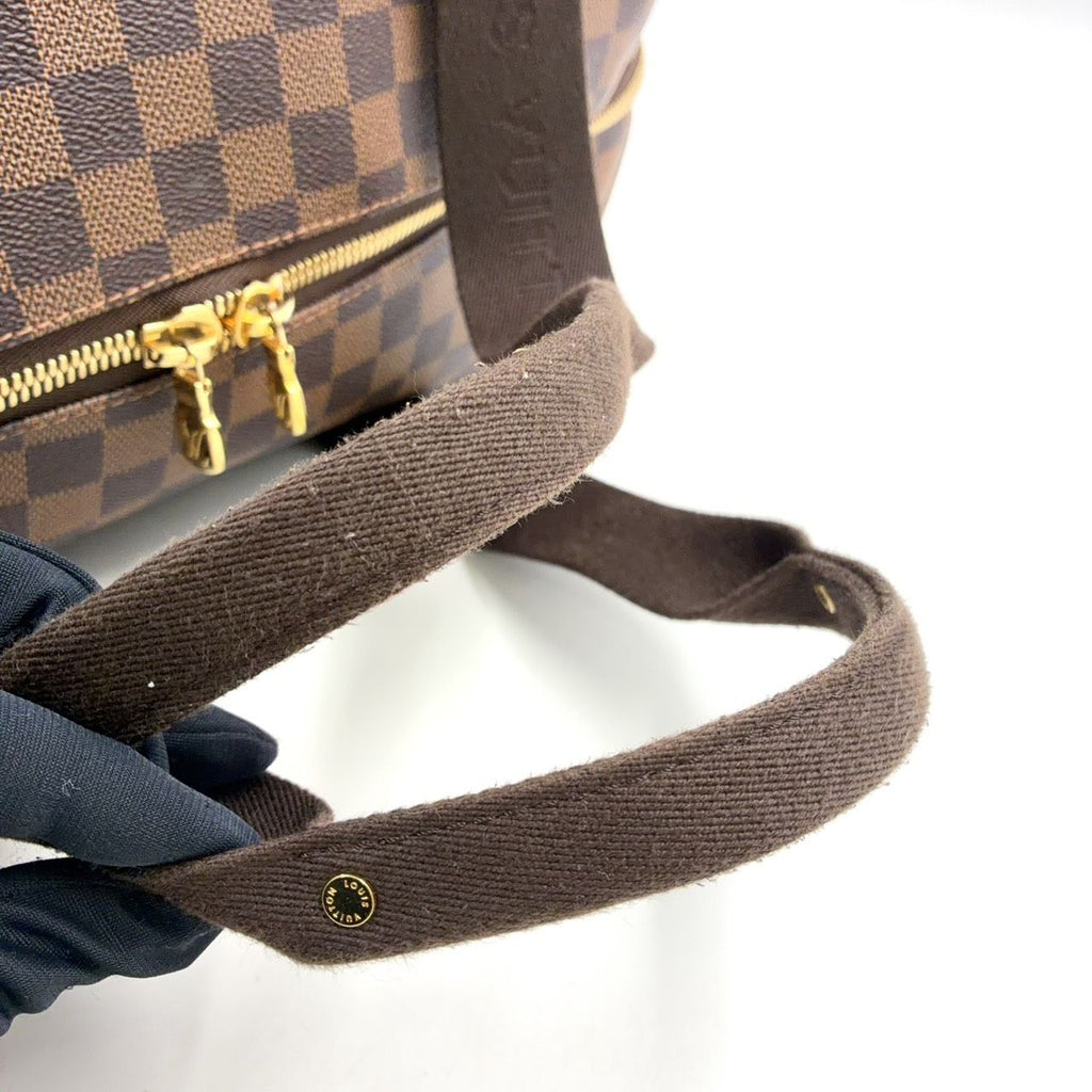 Louis Vuitton Weekender MM Damier Ebene Leather Canvas Brown Boston Bag Gold — view 7