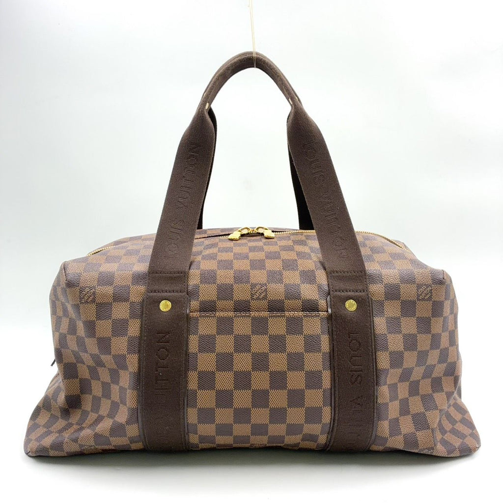 Louis Vuitton Weekender MM Damier Ebene Leather Canvas Brown Boston Bag Gold
