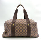 Louis Vuitton Weekender MM Damier Ebene Leather Canvas Brown Boston Bag Gold