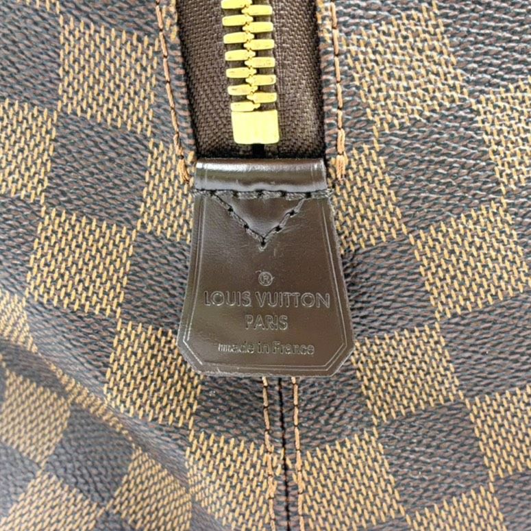 Louis Vuitton Weekender MM Damier Ebene Leather Canvas Brown Boston Bag Gold — view 4