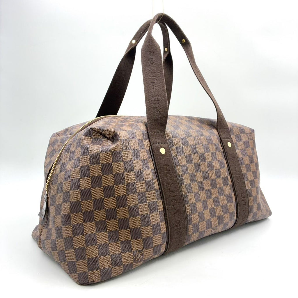Louis Vuitton Weekender MM Damier Ebene Leather Canvas Brown Boston Bag Gold — view 2
