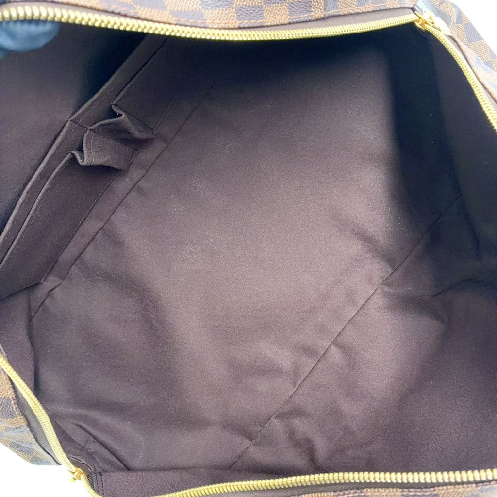 Louis Vuitton Weekender MM Damier Ebene Leather Canvas Brown Boston Bag Gold — view 3