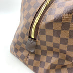 Louis Vuitton Weekender MM Damier Ebene Leather Canvas Brown Boston Bag Gold — view 5