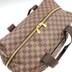 Louis Vuitton Weekender MM Damier Ebene Leather Canvas Brown Boston Bag Gold — view 8