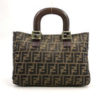 Fendi Zucca Leather Canvas Brown Tote Bag Silver